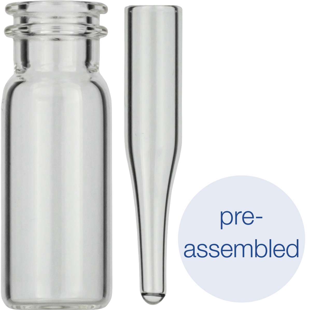 Snap ring/crimp neck vial, N 11 (702714) with assembled conical insert (702813)