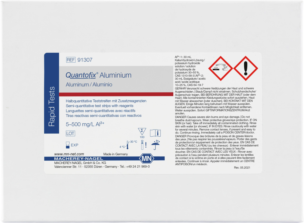 Semi-quantitative test strips QUANTOFIX Aluminum
