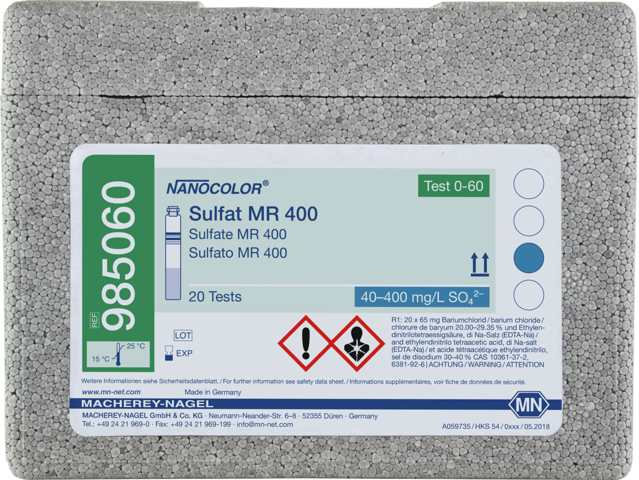 Tube test NANOCOLOR Sulfate MR 400