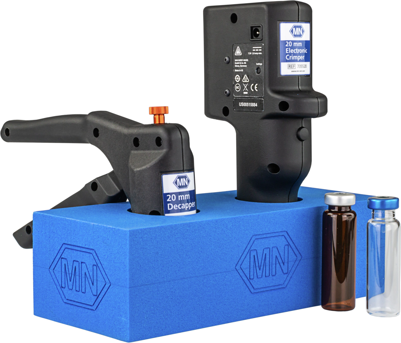 Rack for two ergonomic or electronic crimping tools