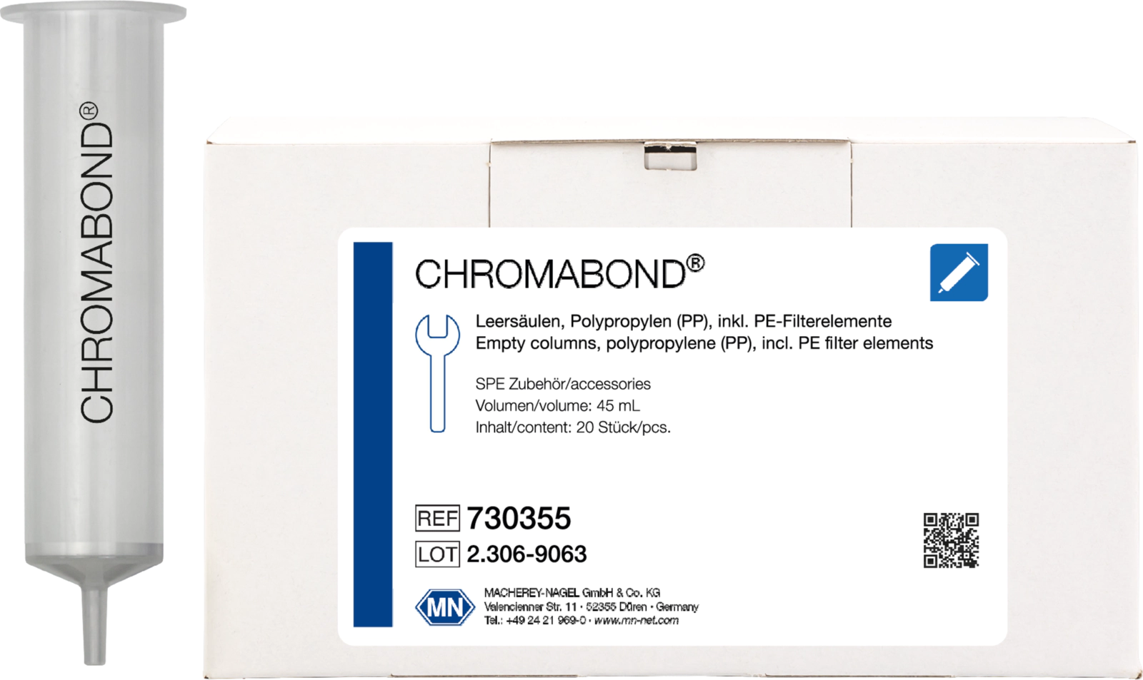 CHROMABOND Empty columns, 45 mL, Polypropylene (PP), with PE filter elements