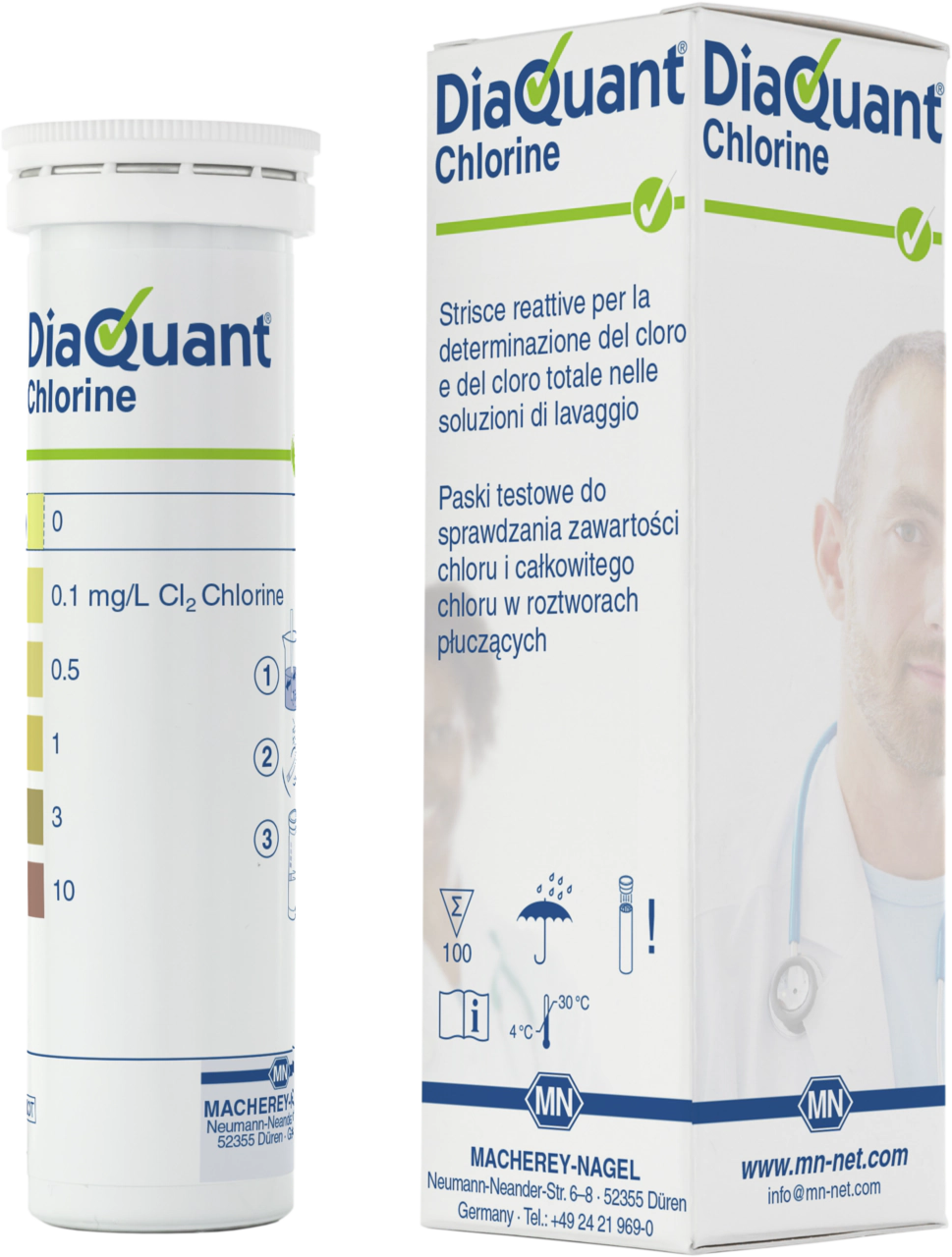 Semi-quantitative test strips DiaQuant Chlorine, for total chlorine