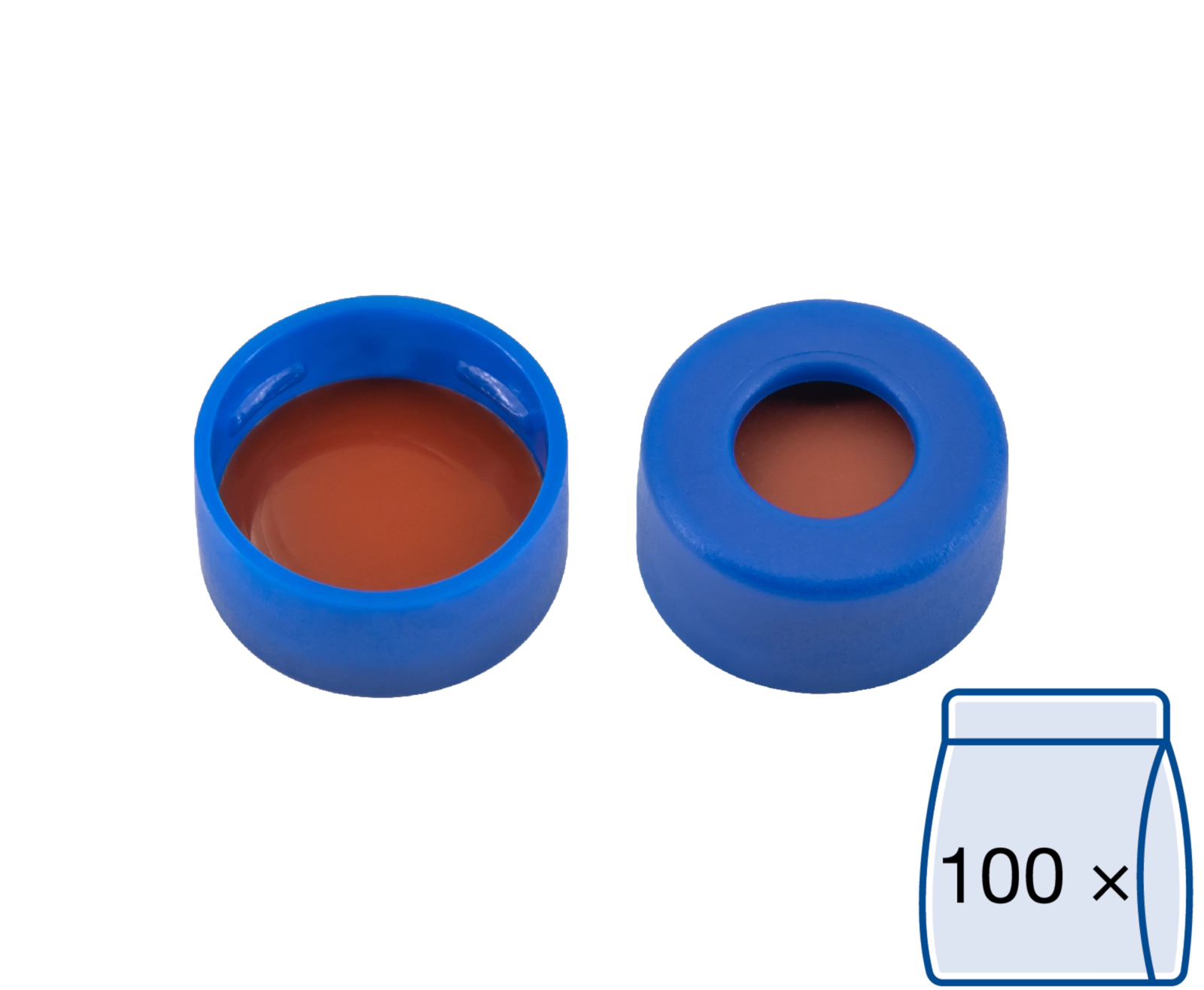 Snap ring closure, N 11, PE(hard),blue,center hole,Red Rubber/FEP colorl.,1.0mm