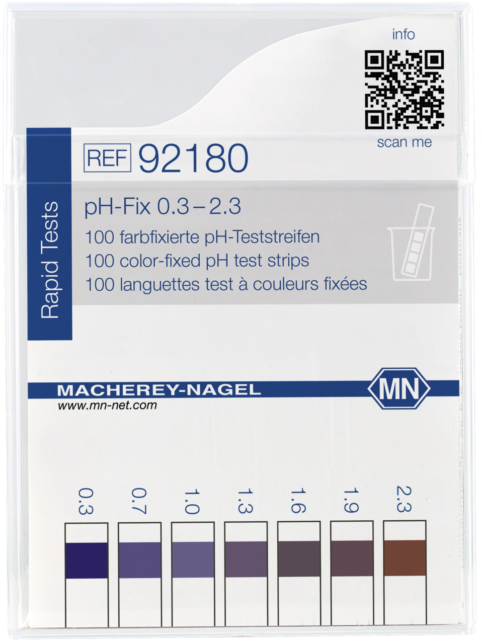 pH test strips, pH‑Fix 0.3–2.3, fixed indicator