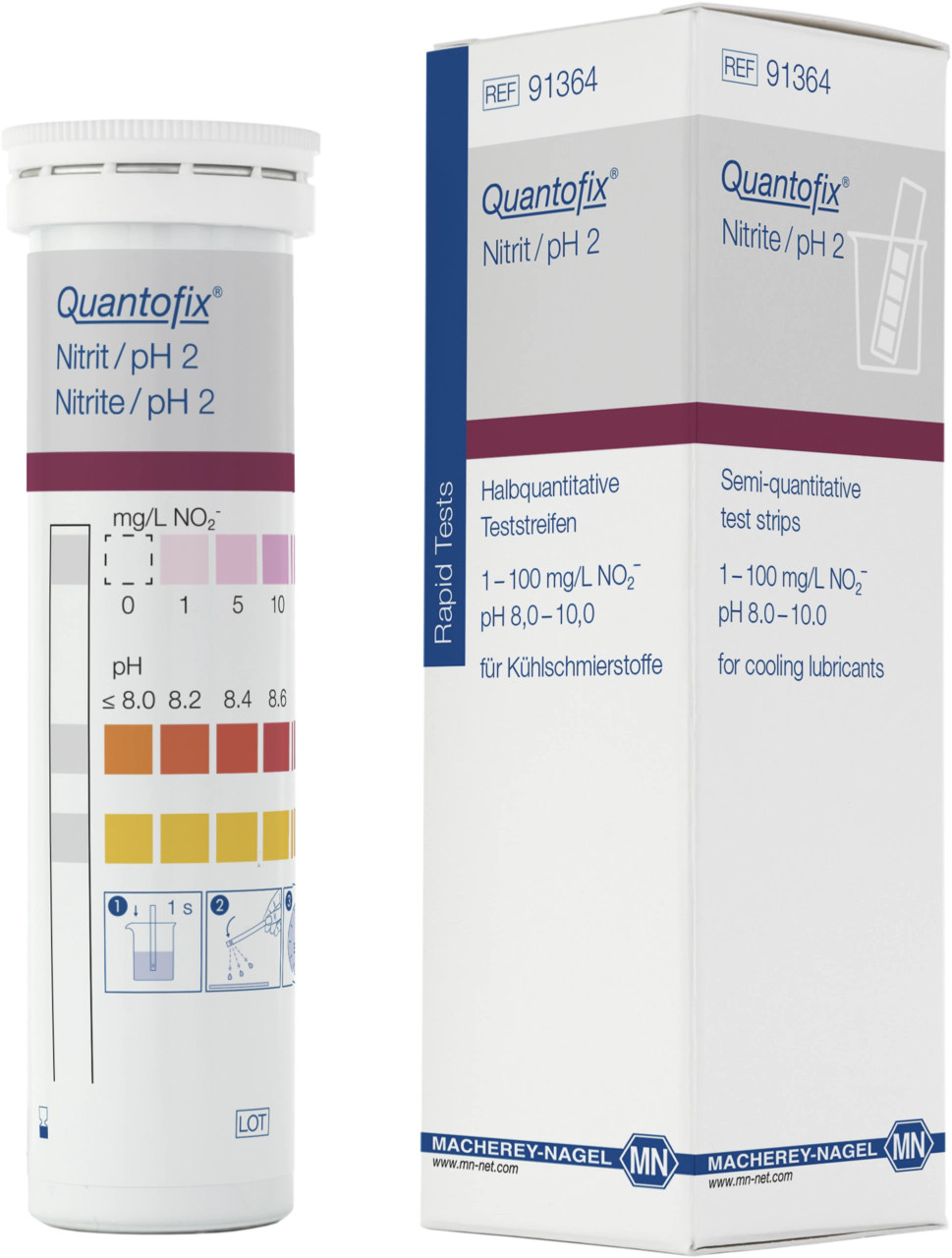Semi-quantitative test strips QUANTOFIX Nitrite / pH 2