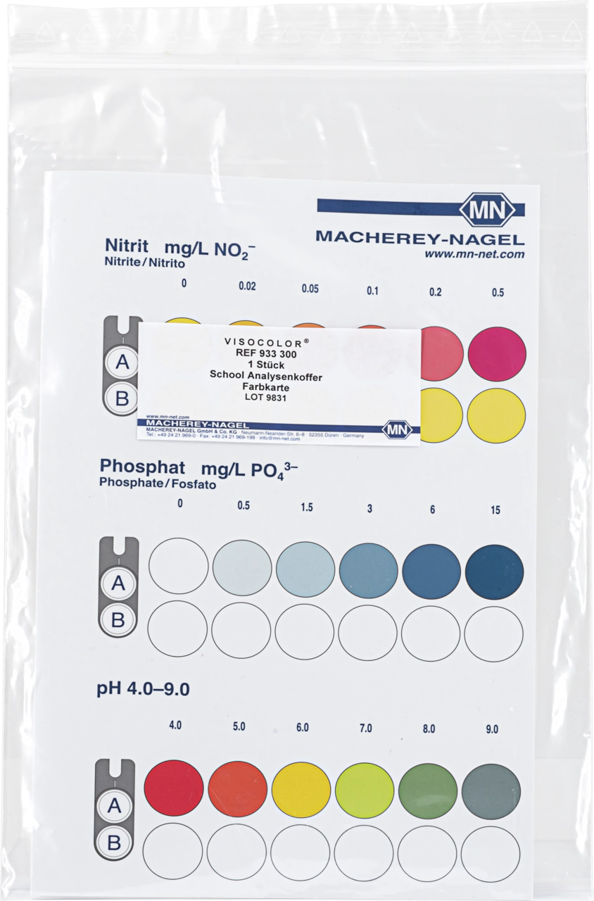 Color chart for VISOCOLOR School reagent case