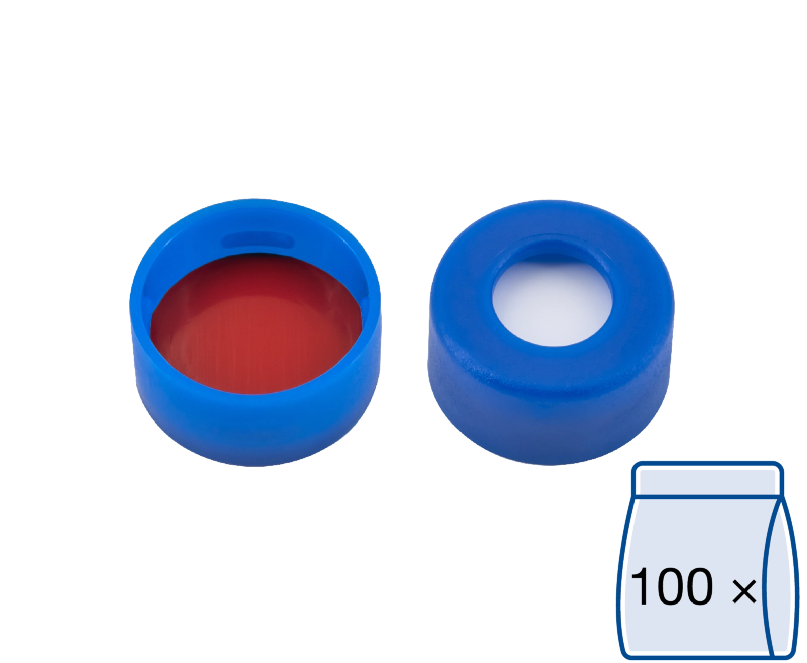Snap ring closure, N 11, PE(hard), blue, center hole, Silicone w./PTFE red,1.0mm