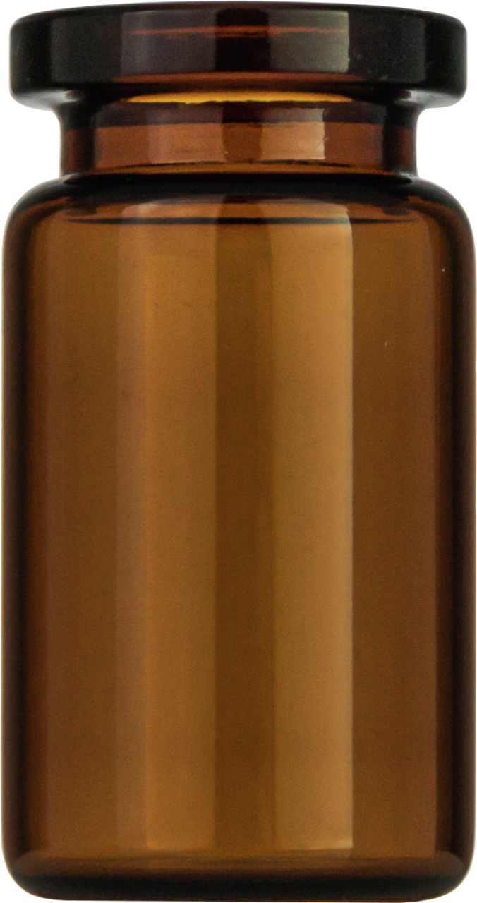 Crimp neck vial, N 20, 20.5x38.0 mm, 5.0 mL, flat bottom, flat neck, amber