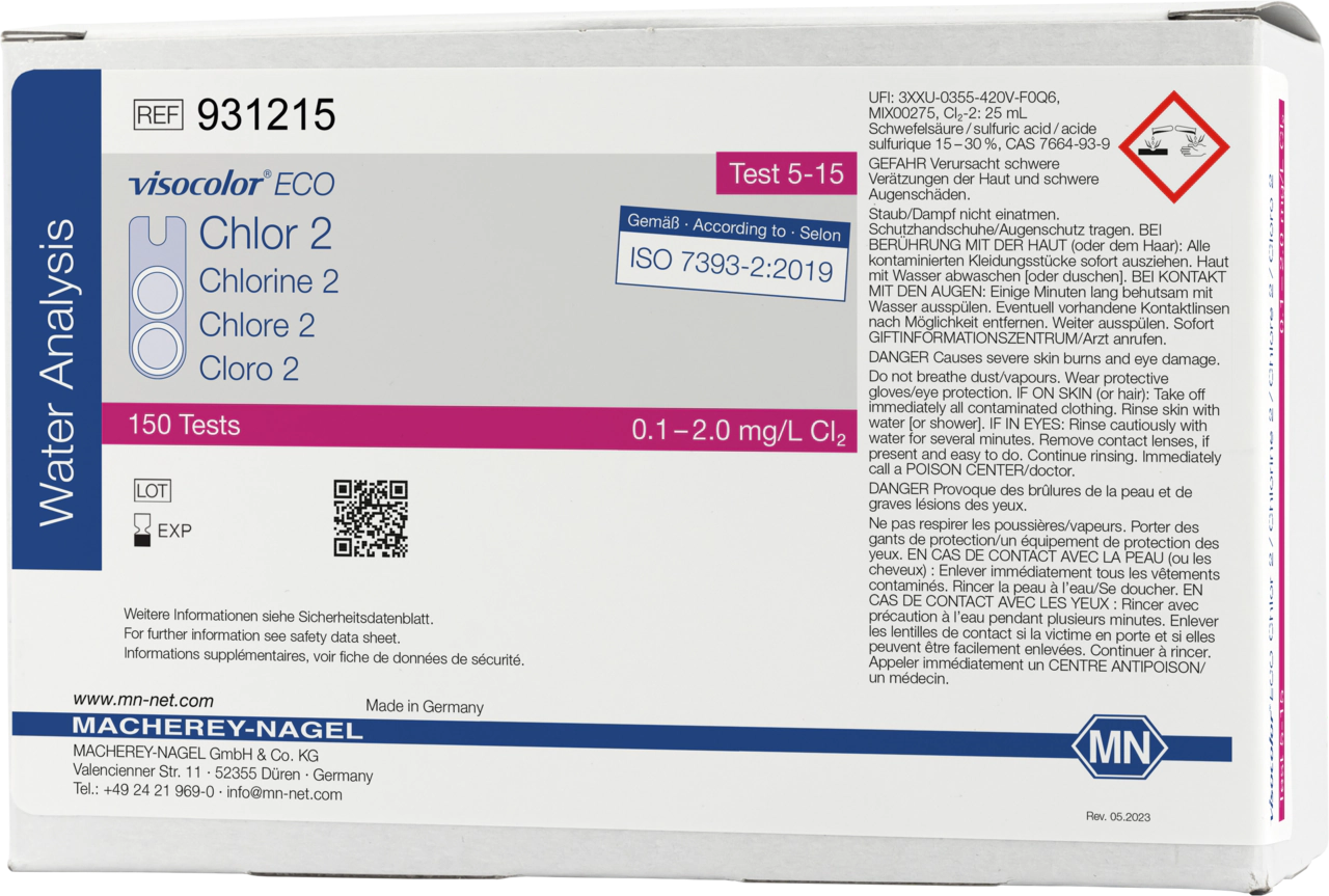 Colorimetric test kit VISOCOLOR ECO Chlorine 2, free and total, refill pack