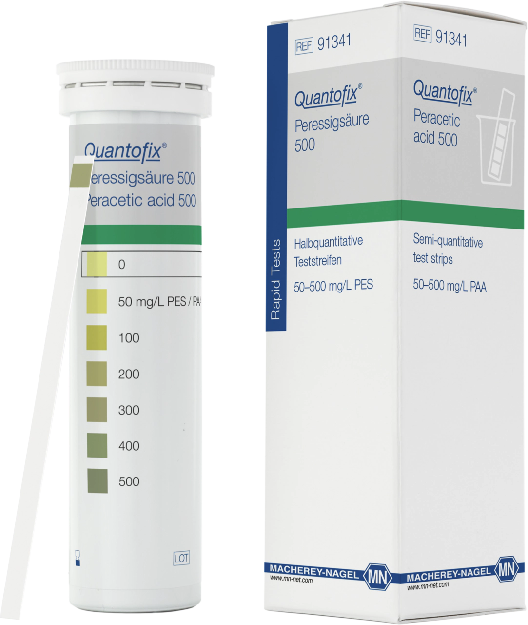 Semi-quantitative test strips QUANTOFIX Peracetic acid 500