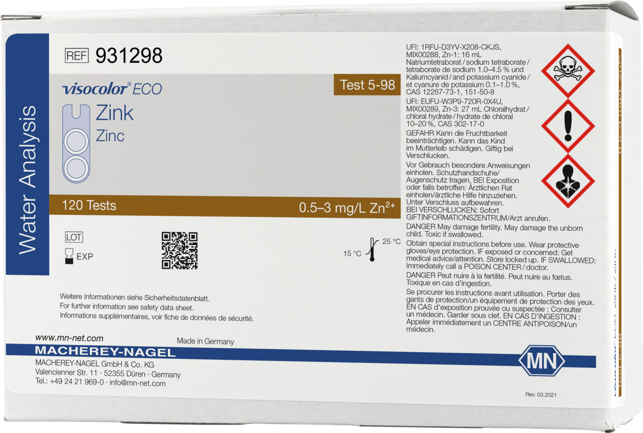 Colorimetric test kit VISOCOLOR ECO Zinc, refill pack