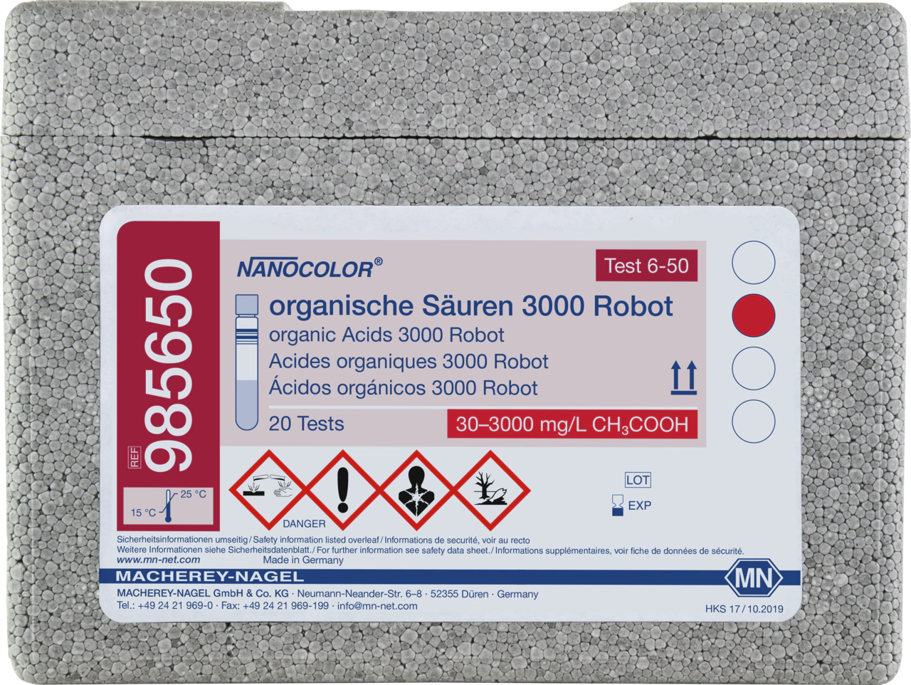 Tube test NANOCOLOR organic Acids 3000 Robot