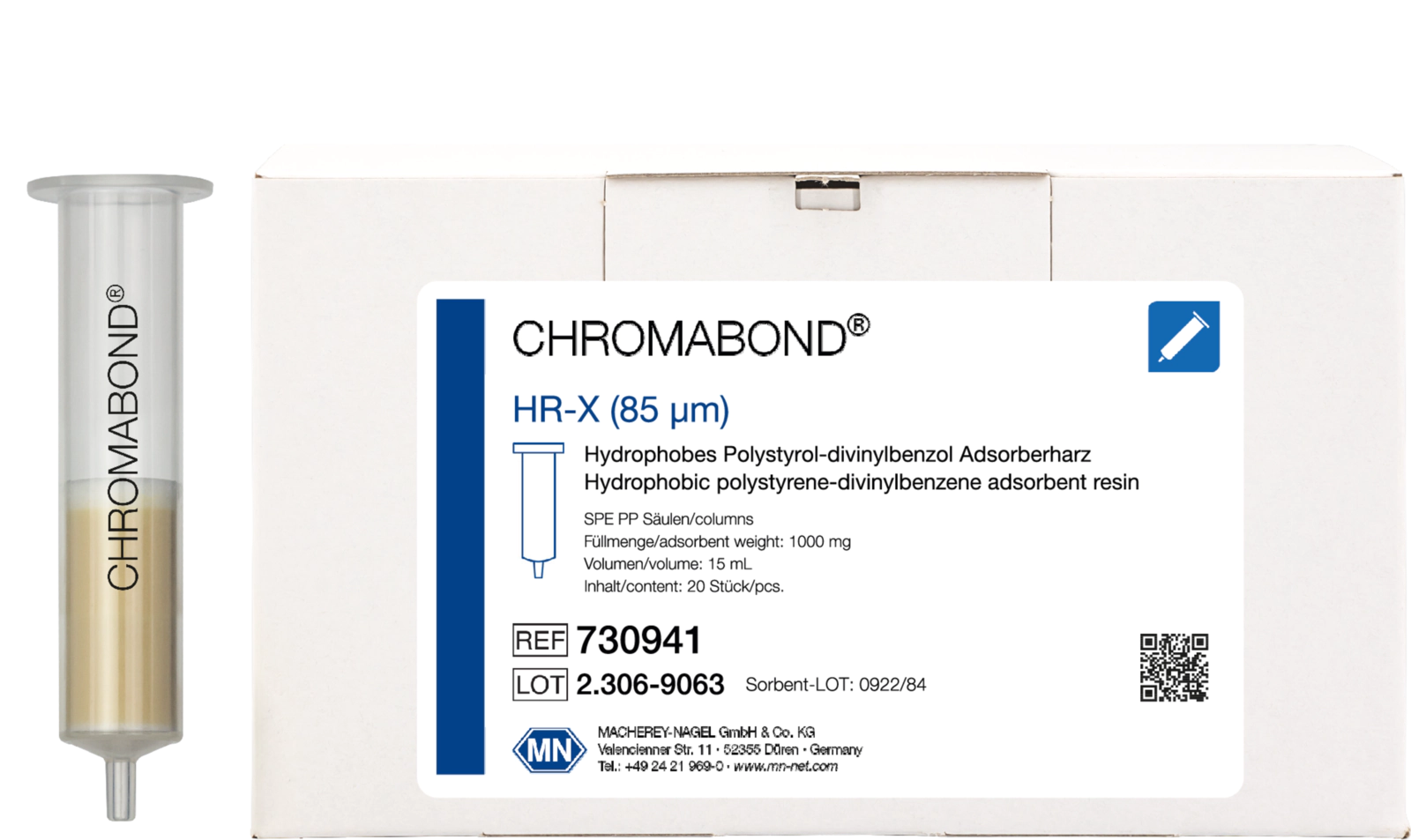 SPE column, CHROMABOND HR-X, 85 µm, 15 mL/1000 mg
