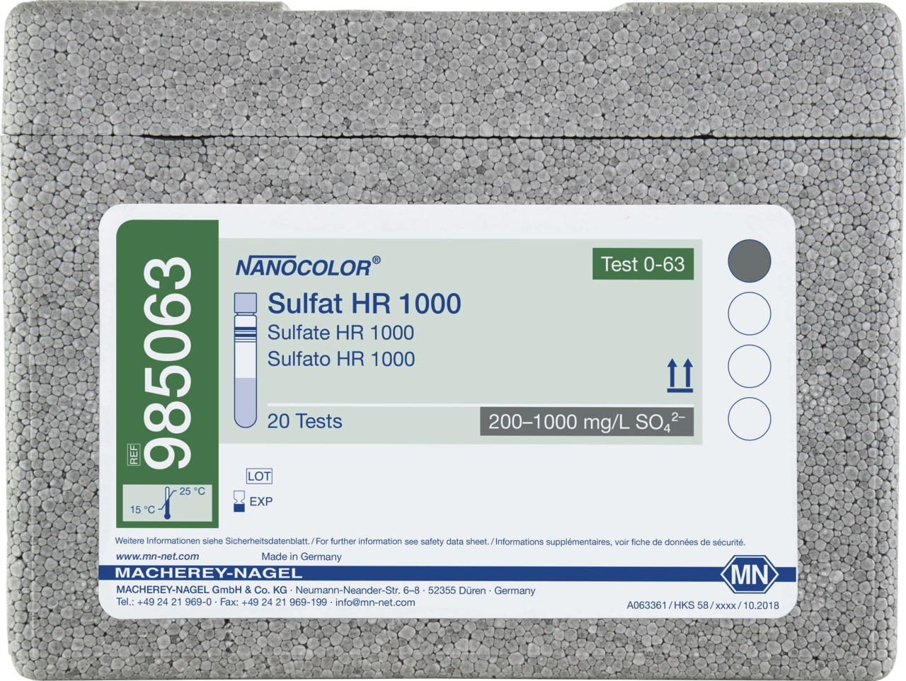 Tube test NANOCOLOR Sulfate HR 1000