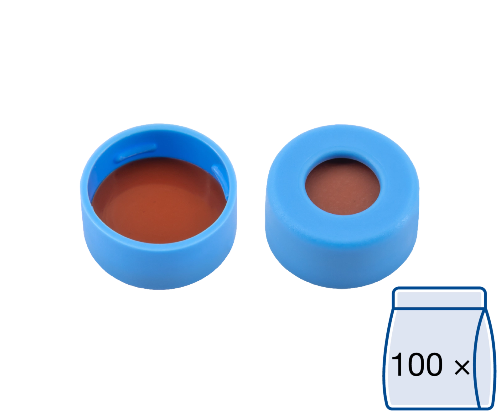Snap ring closure, N 11, PE, (soft),l.blue, c. hole,Red Rubber/FEP colorl.,1.0mm