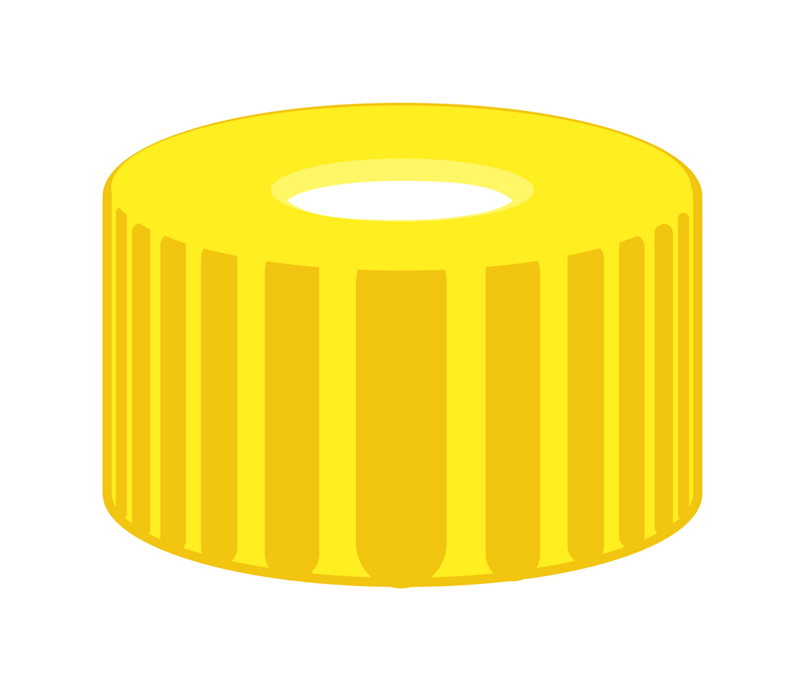 Screw closure, N 9, PP, yellow, center hole, Silicone white/PTFE red, 1.0 mm