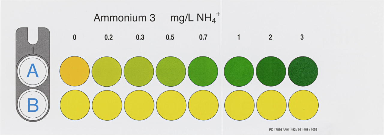 Color comparison chart for VISOCOLOR ECO Ammonium 3