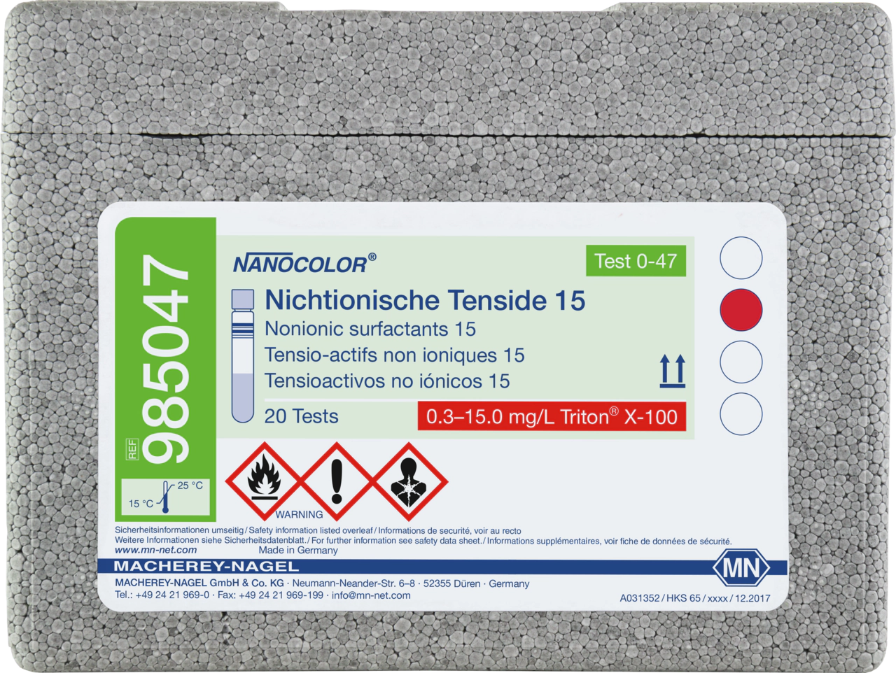 Tube test NANOCOLOR Nonionic surfactants 15
