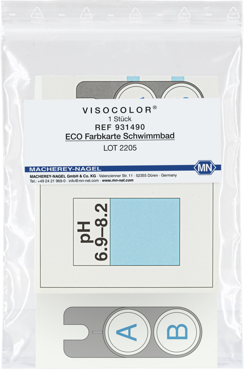 Color comparison chart for VISOCOLOR ECO pH 6.9−8.2