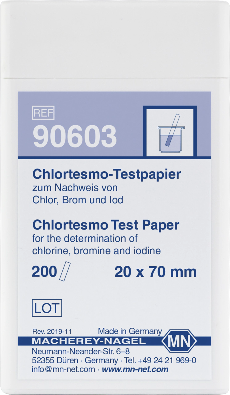 Qualitative test paper Chlortesmo for Chlorine: 1 mg/L Cl₂