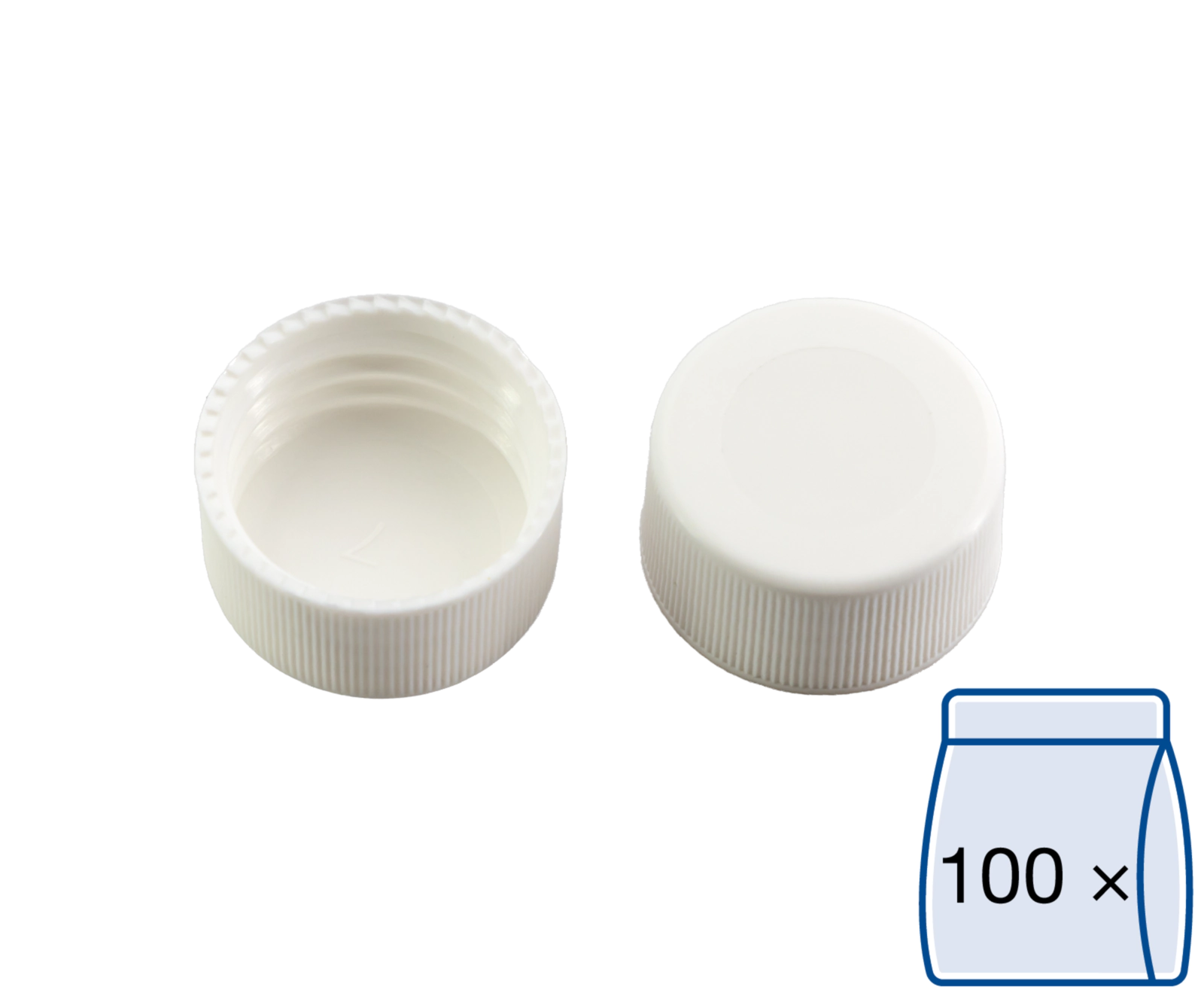 Screw closure, N 24, polypropylene, white, closed top, no liner