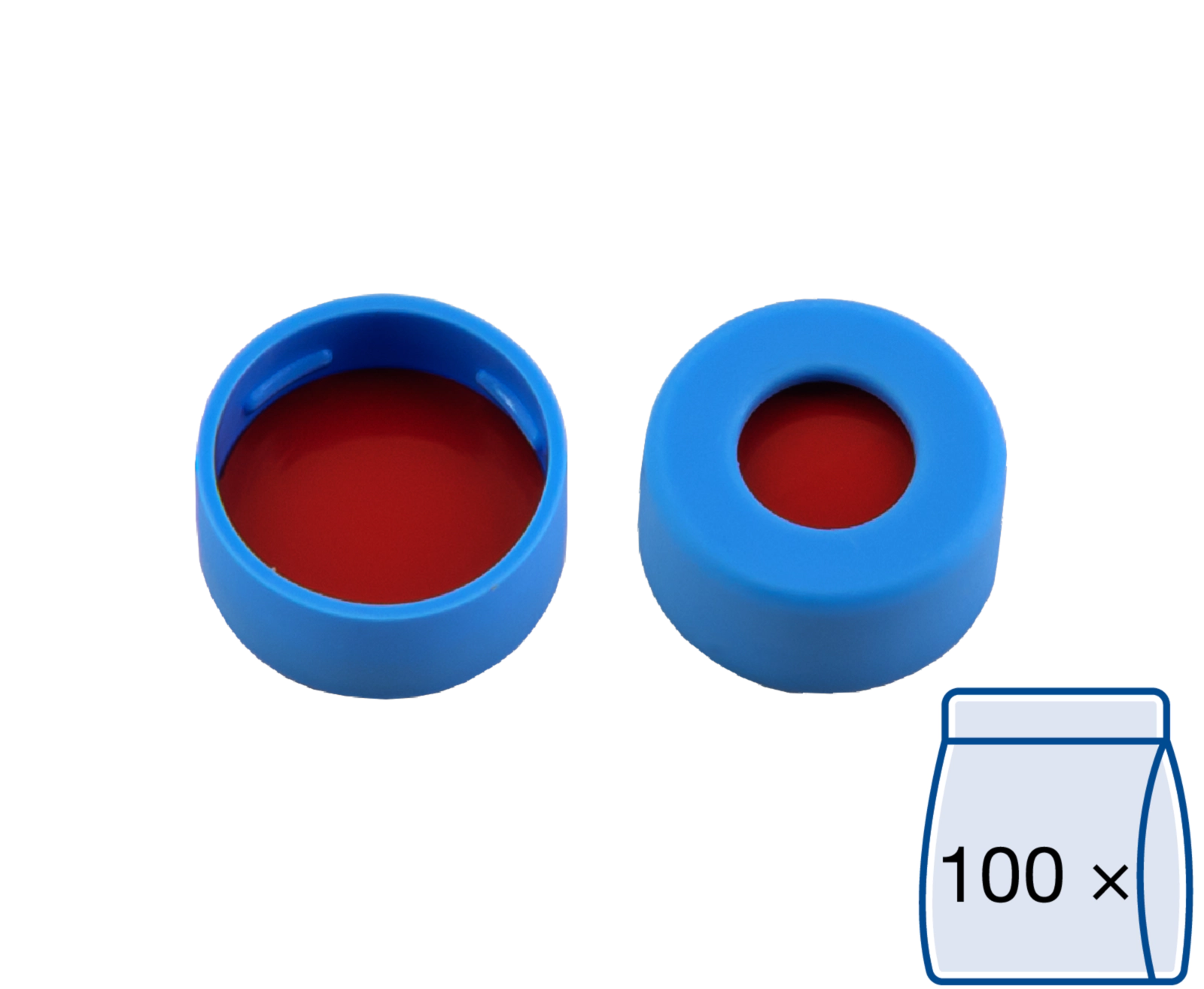 Snap ring closure, N 11, PE(soft), l. blue c.hole,PTFE red/Sil.w./PTFE red,1.0mm