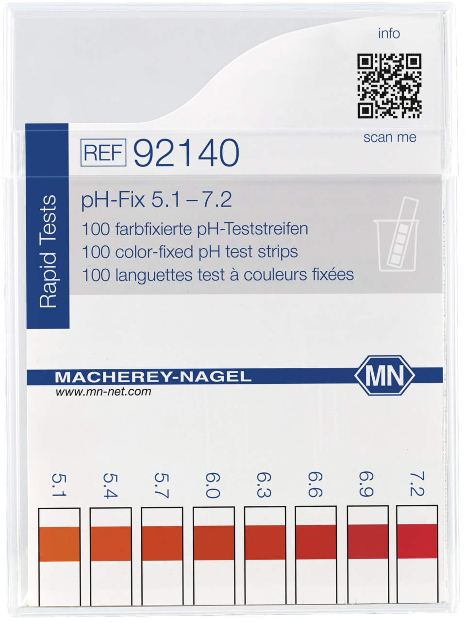 pH test strips, pH‑Fix 5.1–7.2, fixed indicator