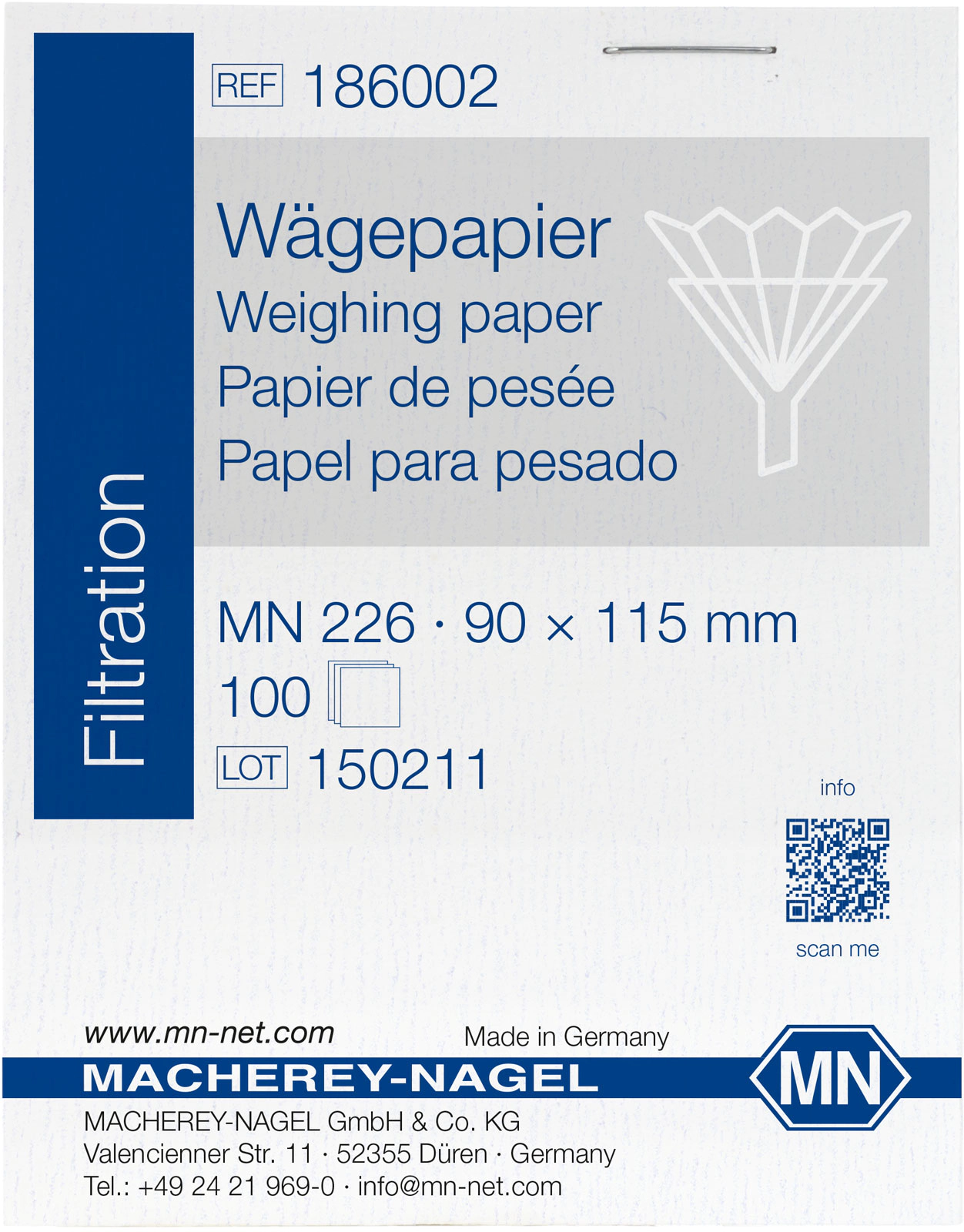 Filter paper sheets, MN 226, Weighing, Smooth