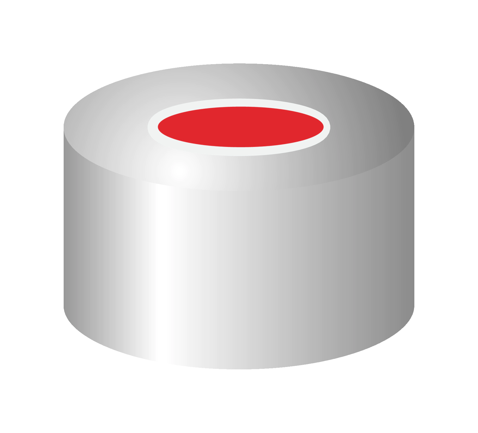 Crimp closure, N 11, alu., silver, center hole, Natural Rubber/ETFE, 1.0 mm