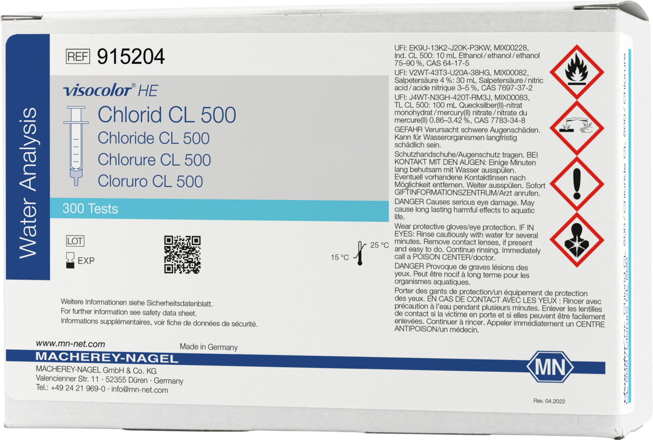 Titrimetric test kit VISOCOLOR HE Chloride CL 500, refill pack