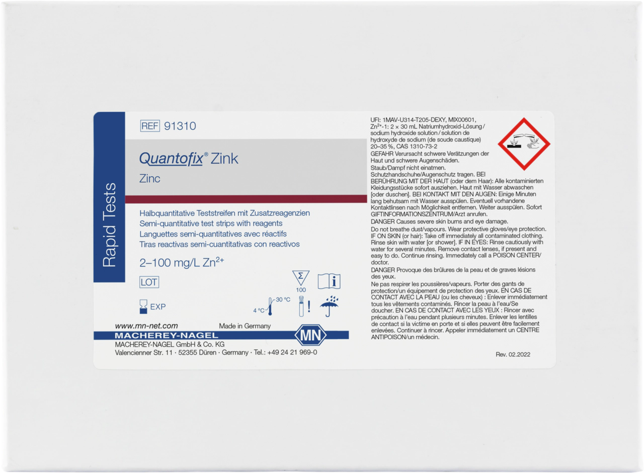 Semi-quantitative test strips QUANTOFIX Zink
