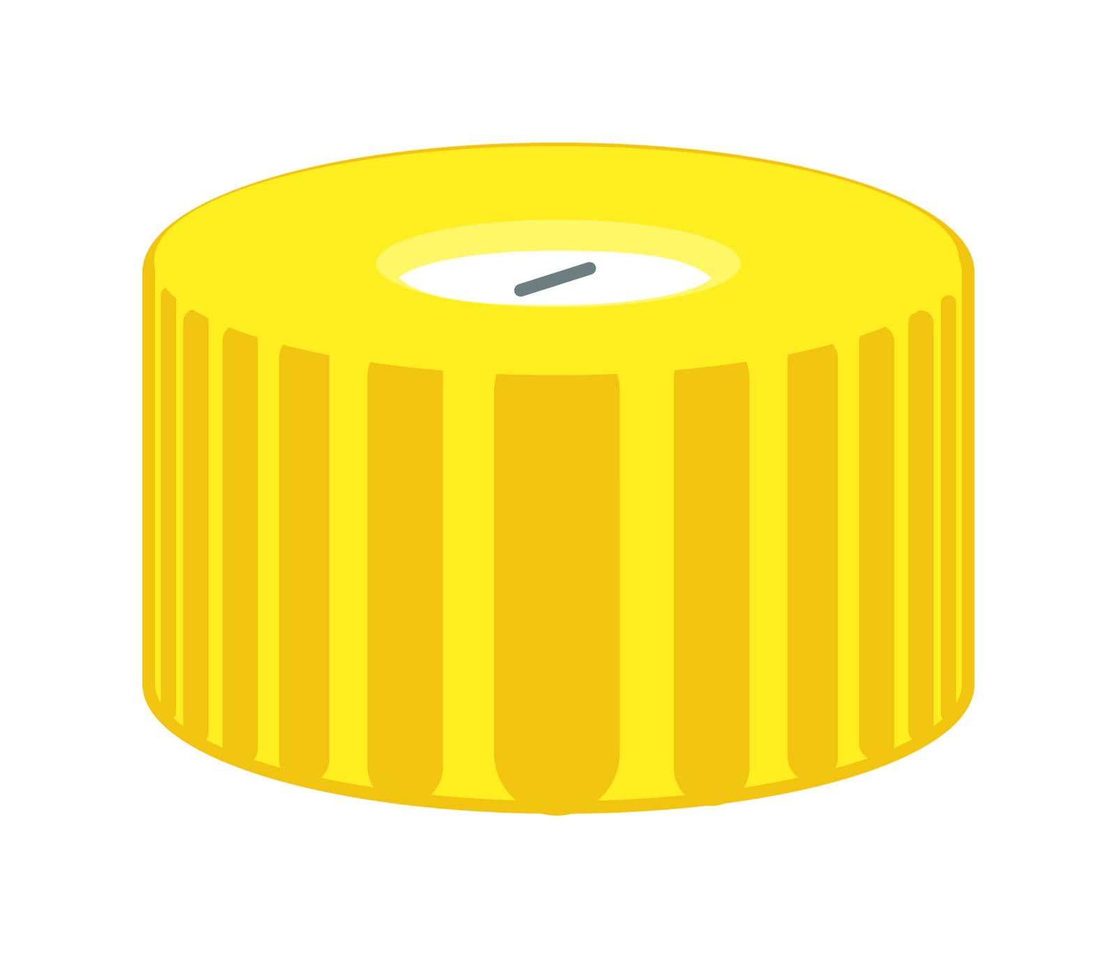 Screw closure, N 9, PP, yellow, center hole, Silicone white/PTFE blue,slit,1.0mm