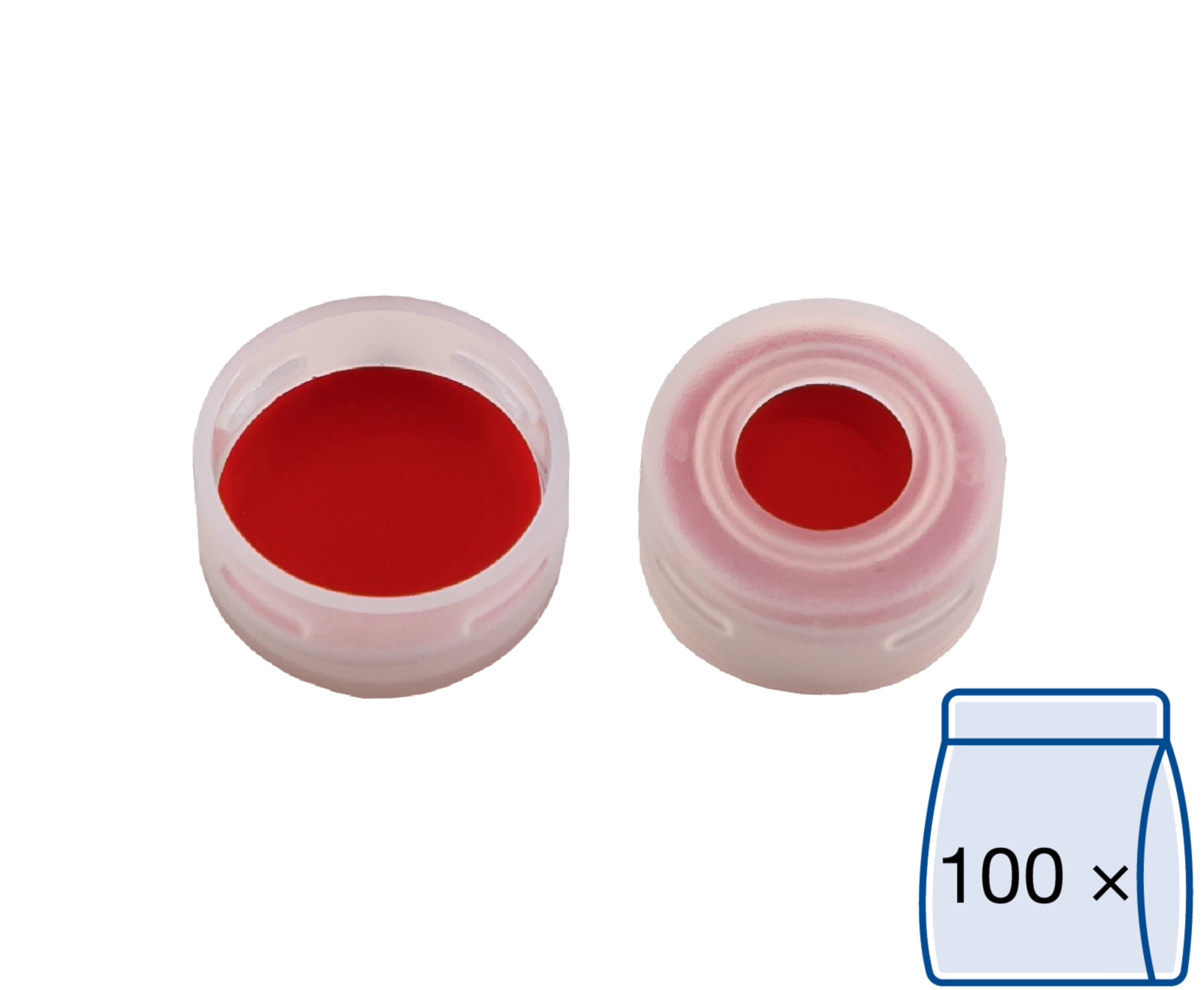 Snap ring closure, N 11, PE(hard), tr., c.hole,PTFE red/Silic. w./PTFE red,1.0mm