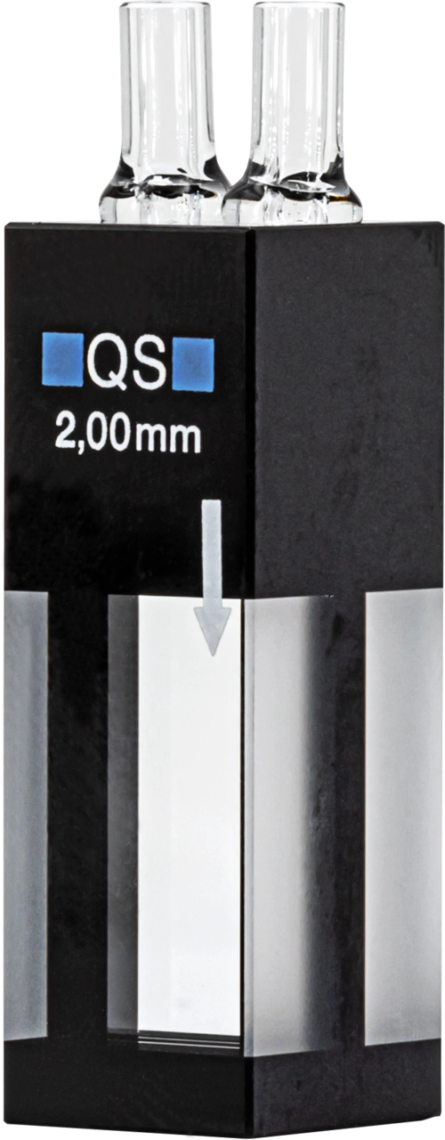 Flow cuvette, quartz glass, 2 mm