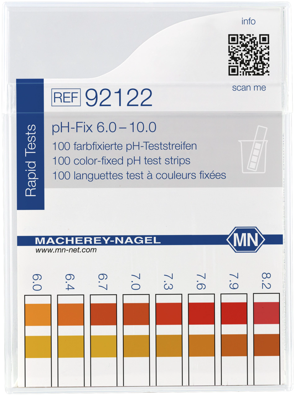 pH test strips, pH‑Fix 6.0–10.0, fixed indicator