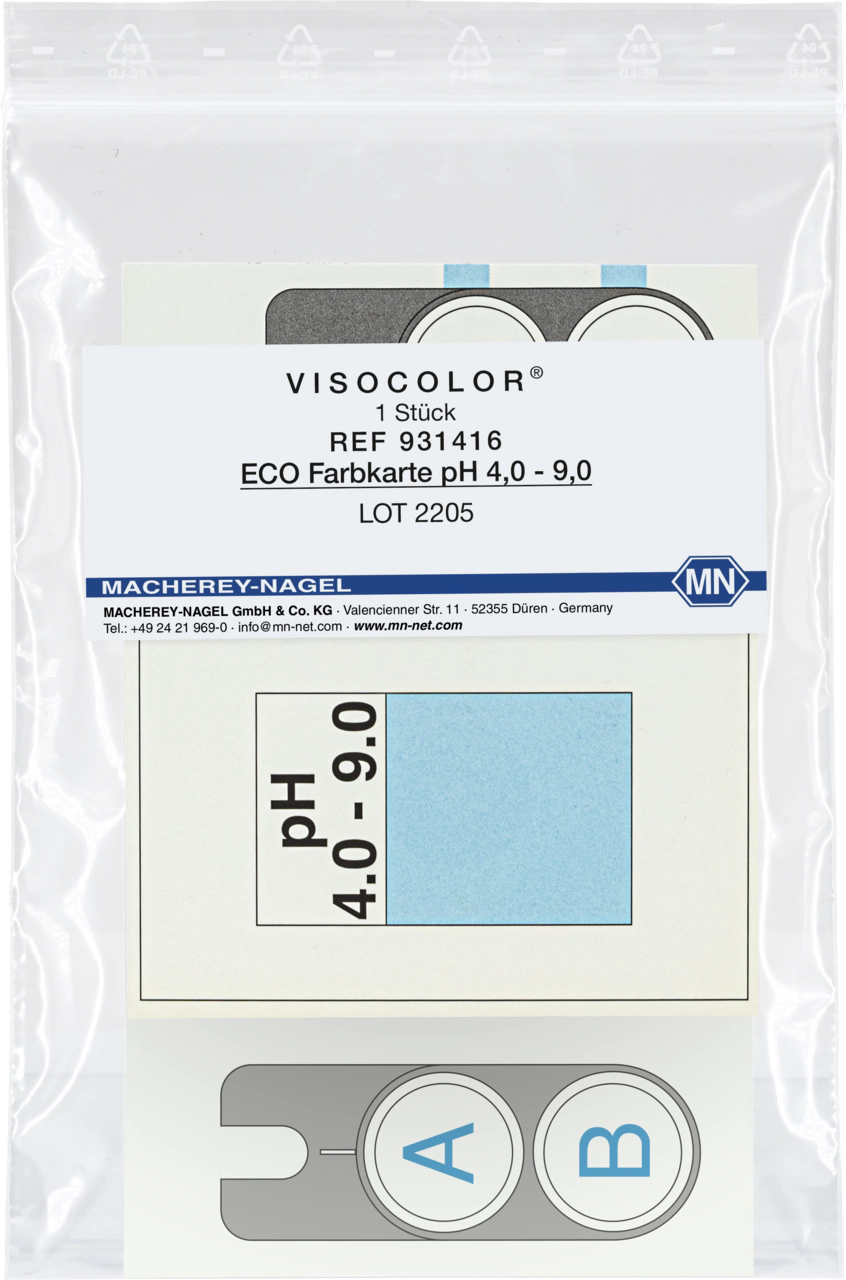 Color comparison chart for VISOCOLOR ECO pH 4.0−9.0