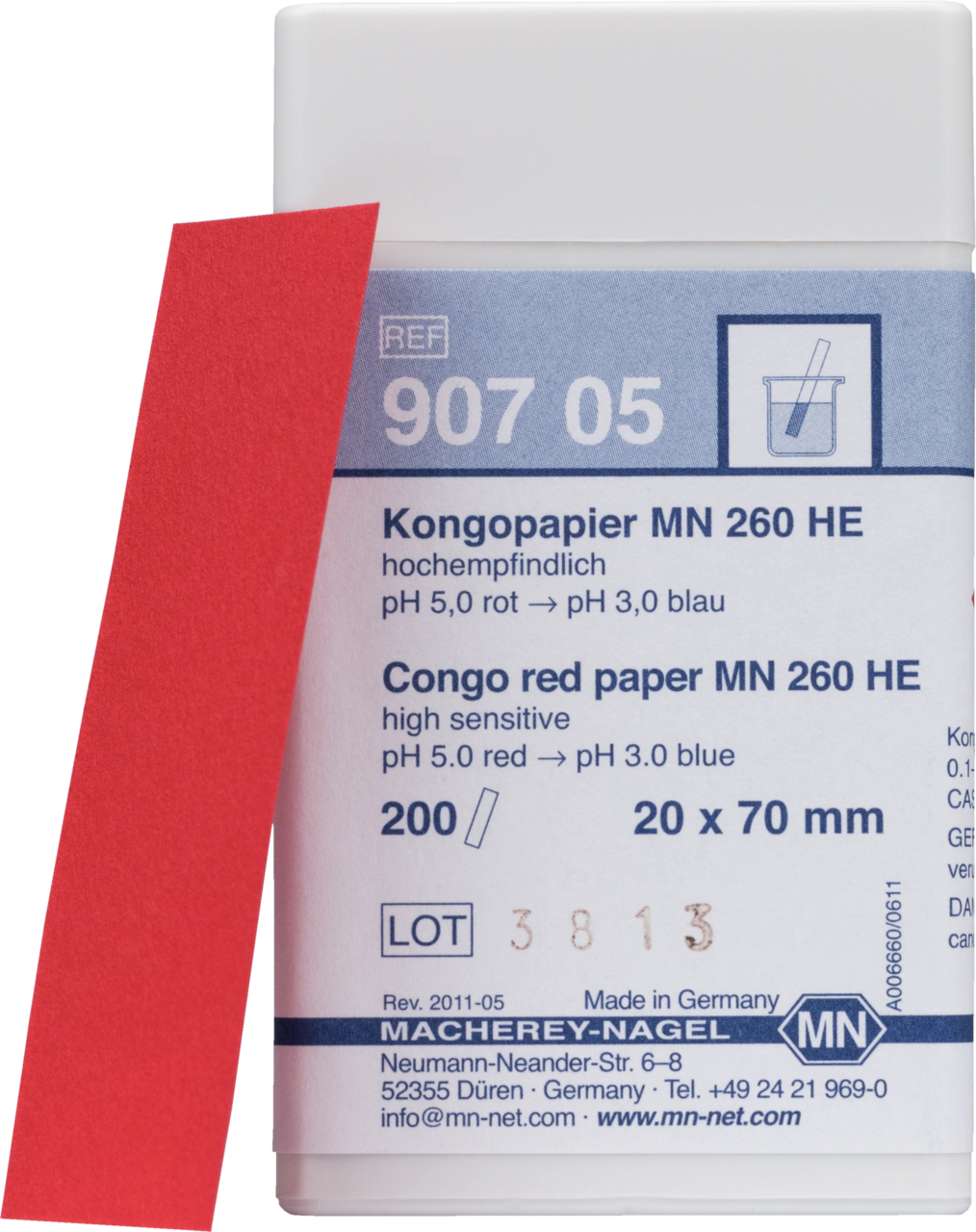 Qualitative pH test paper Congo paper MN 260 HE, pH: 5.0–3.0