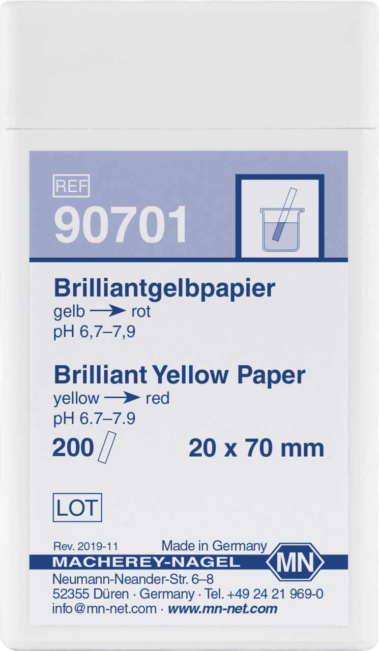 Qualitative pH test paper Brilliant yellow paper, pH: 6.7–7.9