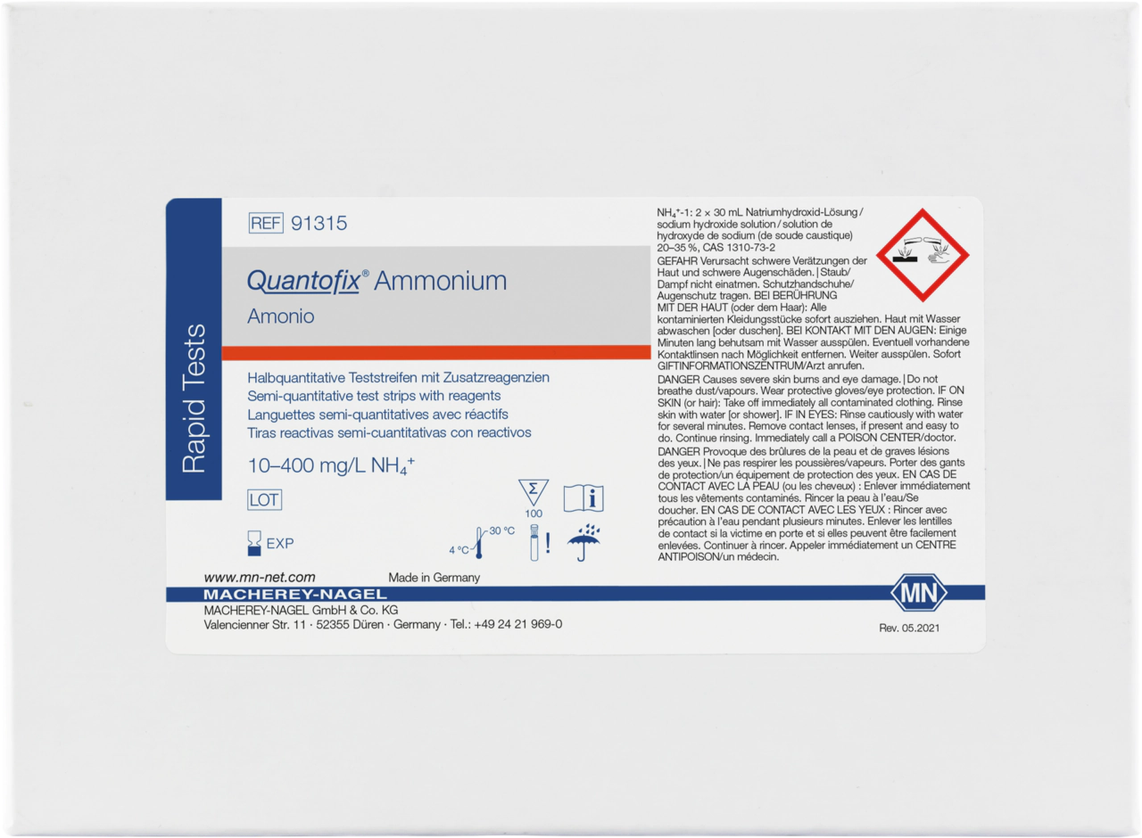 Semi-quantitative test strips QUANTOFIX Ammonium