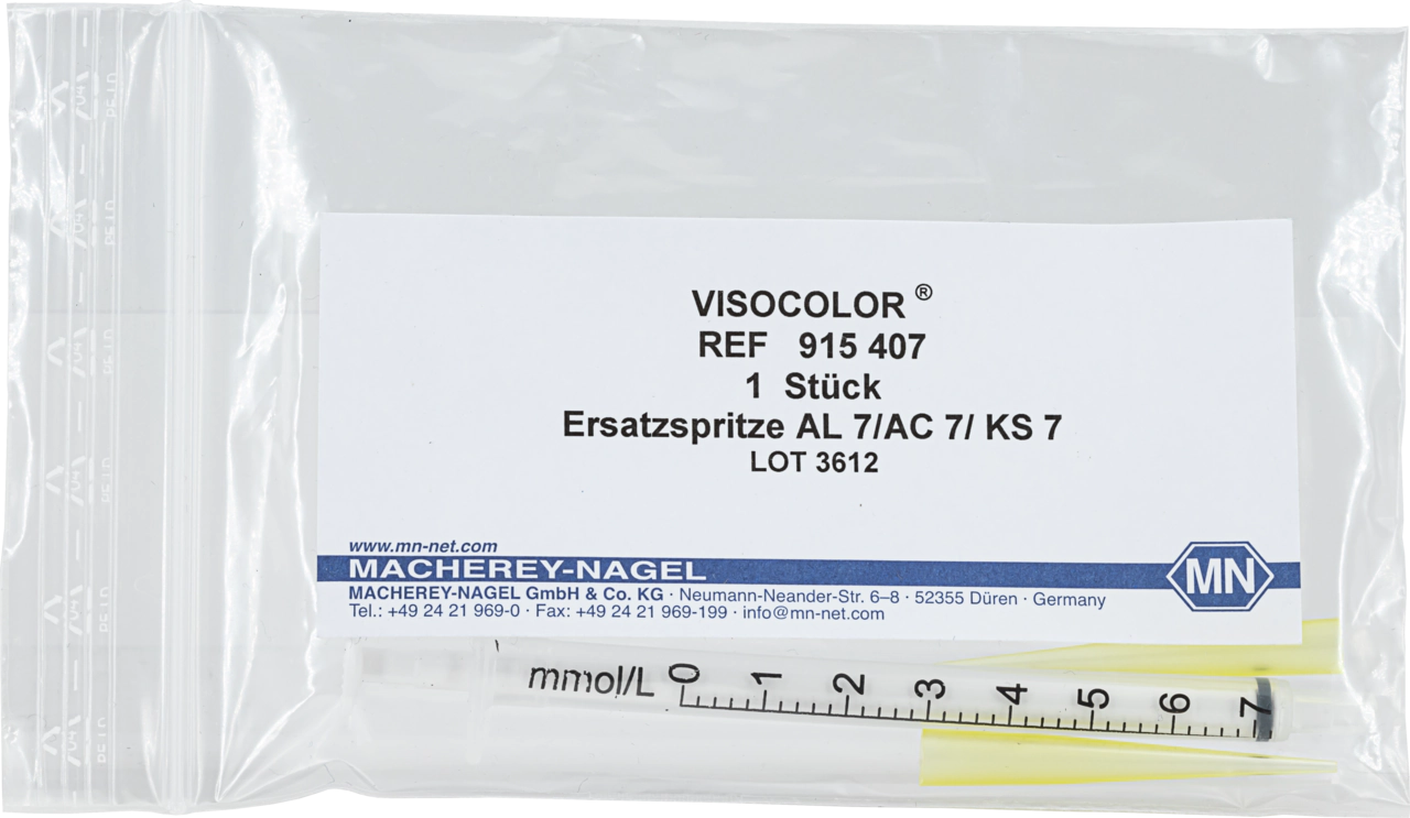 Titration syringe for VISOCOLOR HE AC 7 / AL 7 / KS 7