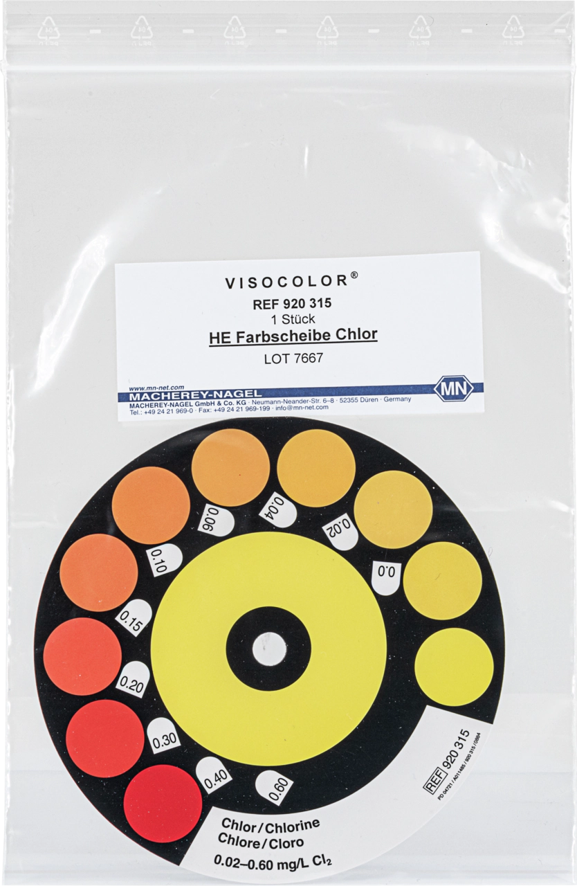 Color comparison disc for VISOCOLOR HE Chlorine free + total
