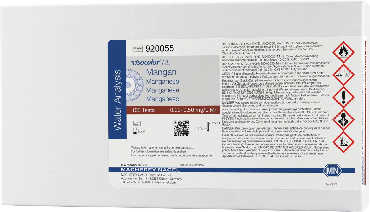 Colorimetric test kit VISOCOLOR HE Manganese, for low concentrations