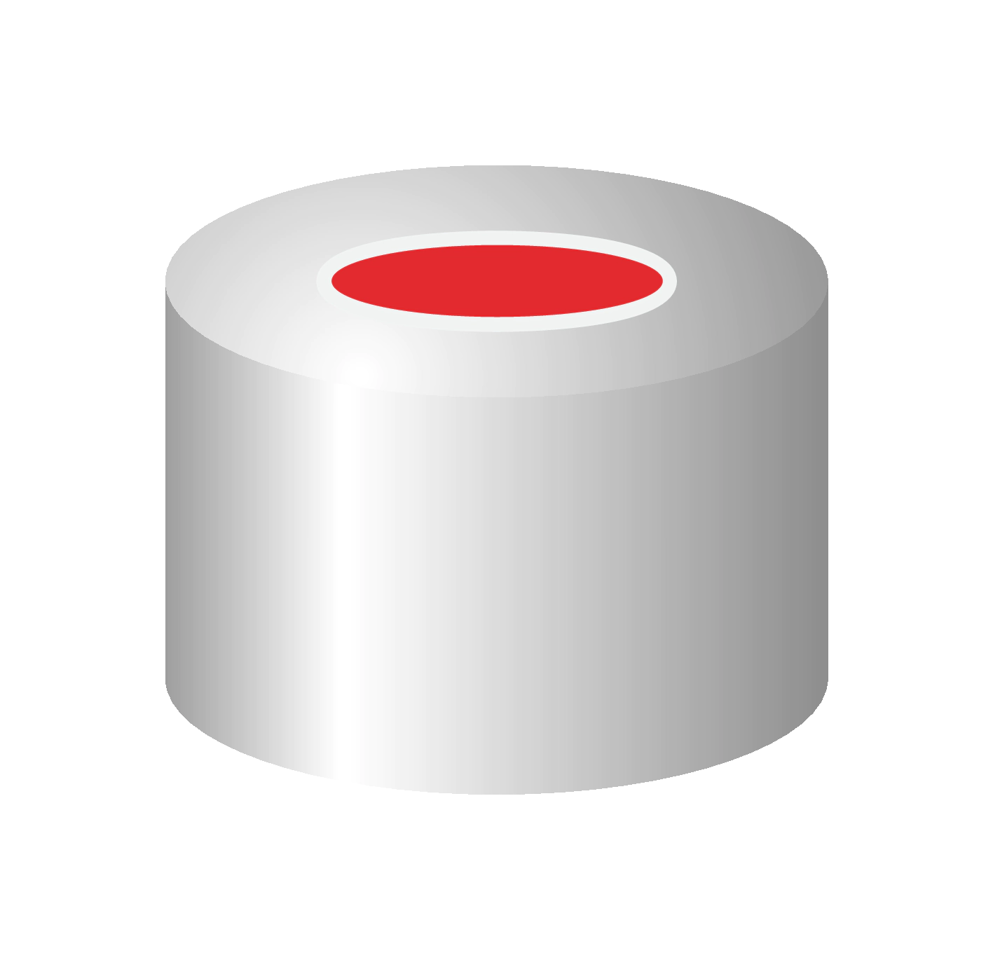 Crimp closure, N 8, alu., center hole, Red Rubber/FEP colorl., 1.0 mm
