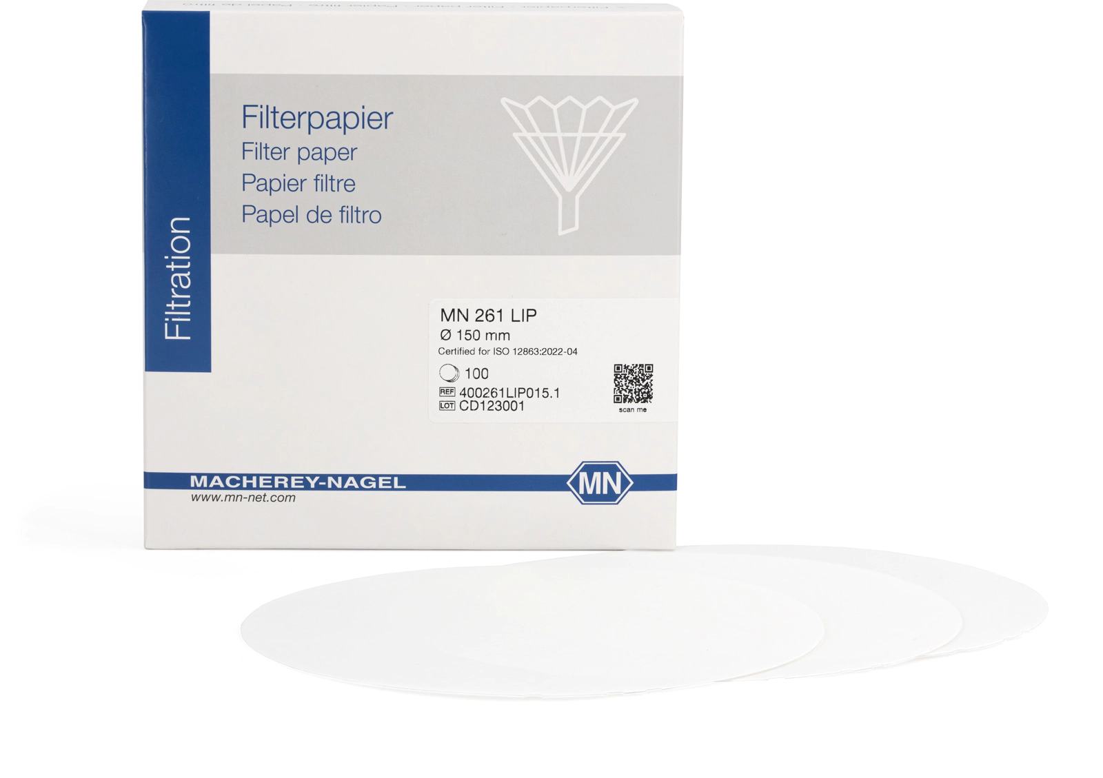 Rundfilter, MN 261 LIP, für ISO 12863, ASTM E 2187a Zündfähigkeit von Zigaretten