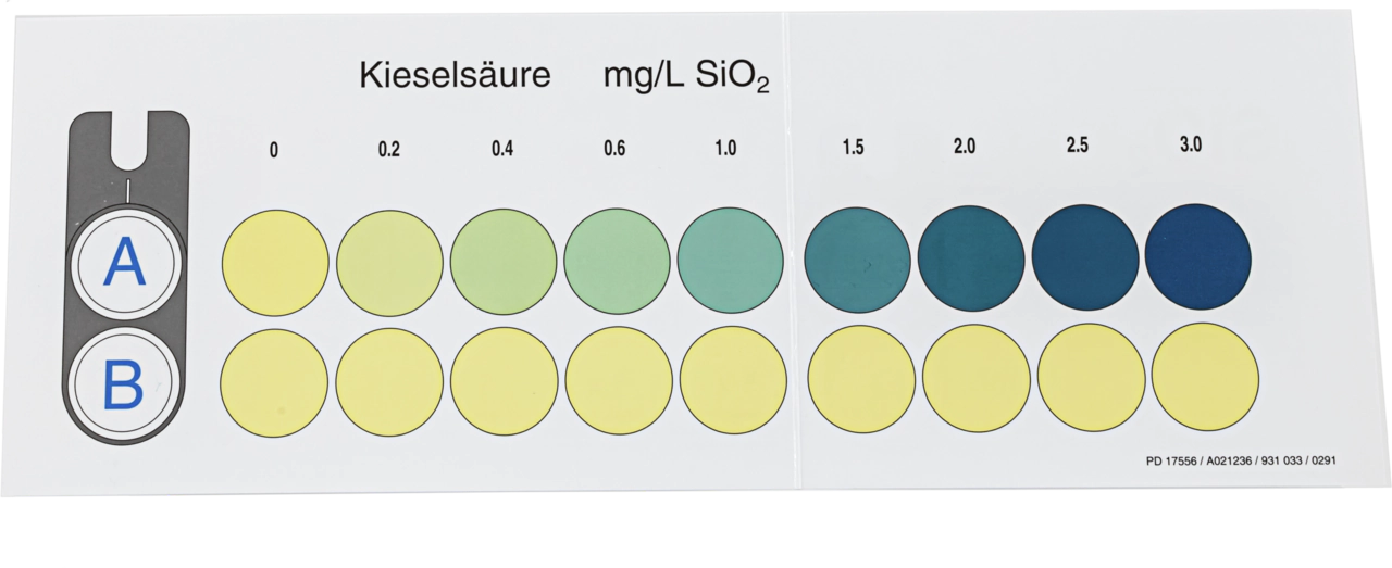 Color comparison chart for VISOCOLOR ECO Silica