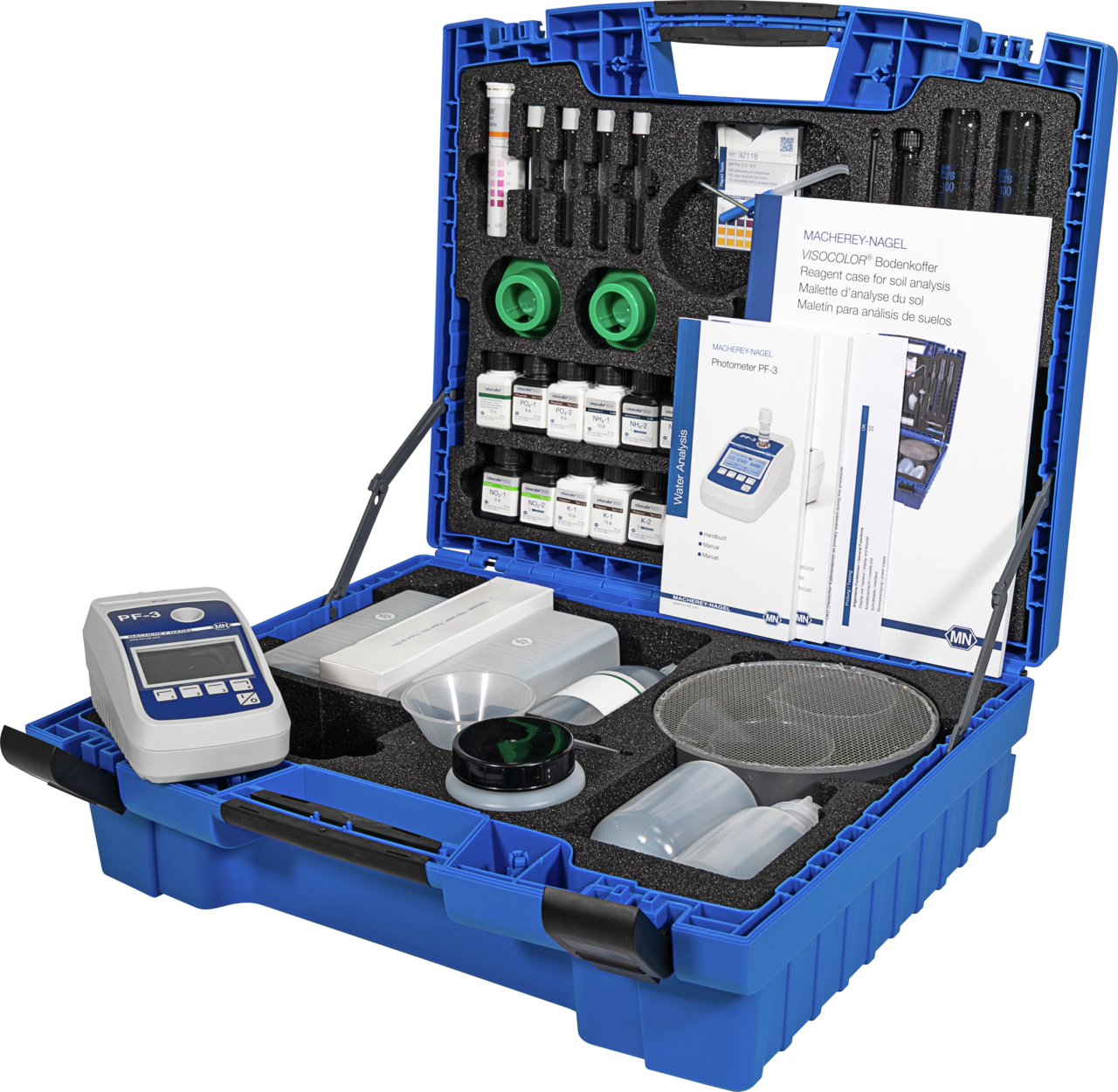 VISOCOLOR Reagent case for soil analysis with PF‑3 Soil, with accessories