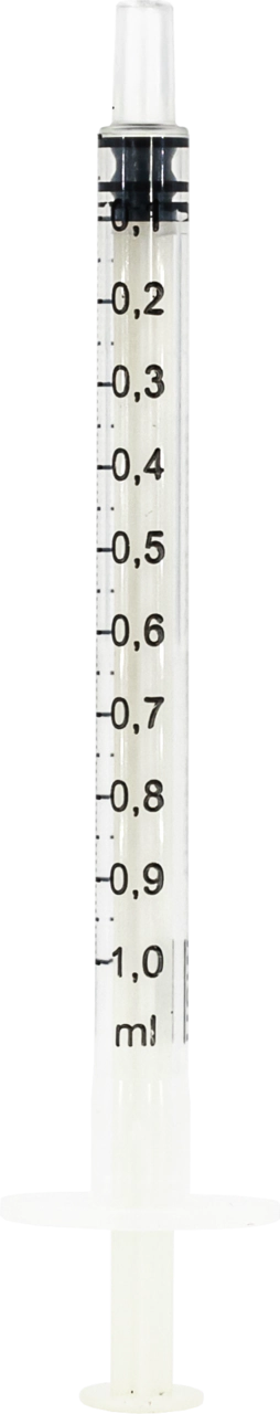 Plastic syringe, 1 mL with graduation