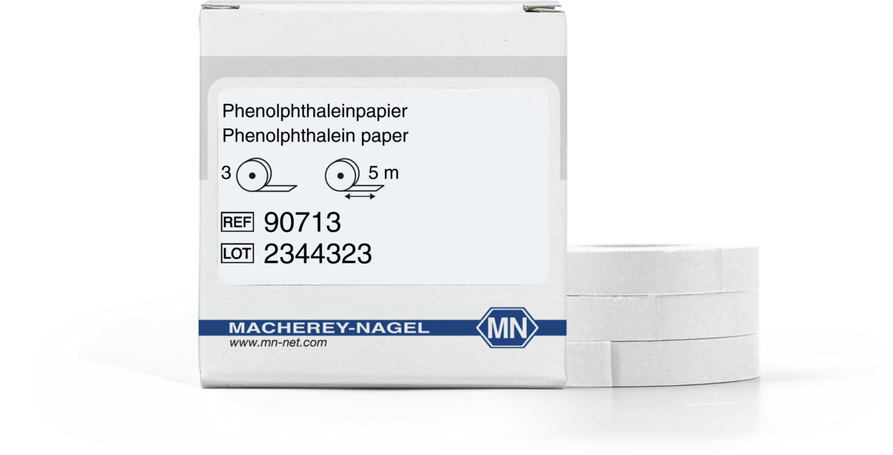 Qualitative pH test paper Phenolphthalein paper, pH: 8.3–10.0, refill pack