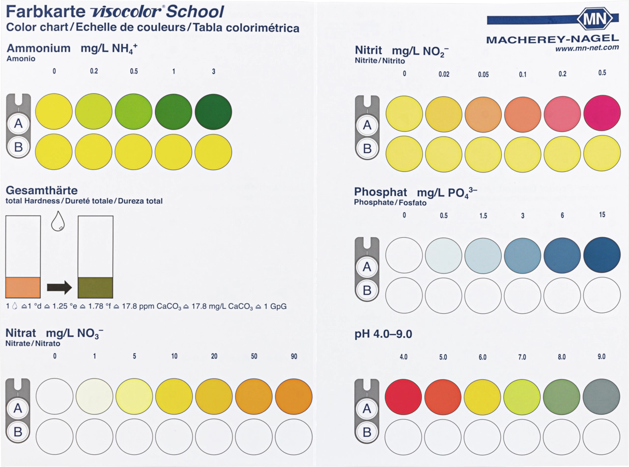Color chart for VISOCOLOR School reagent case