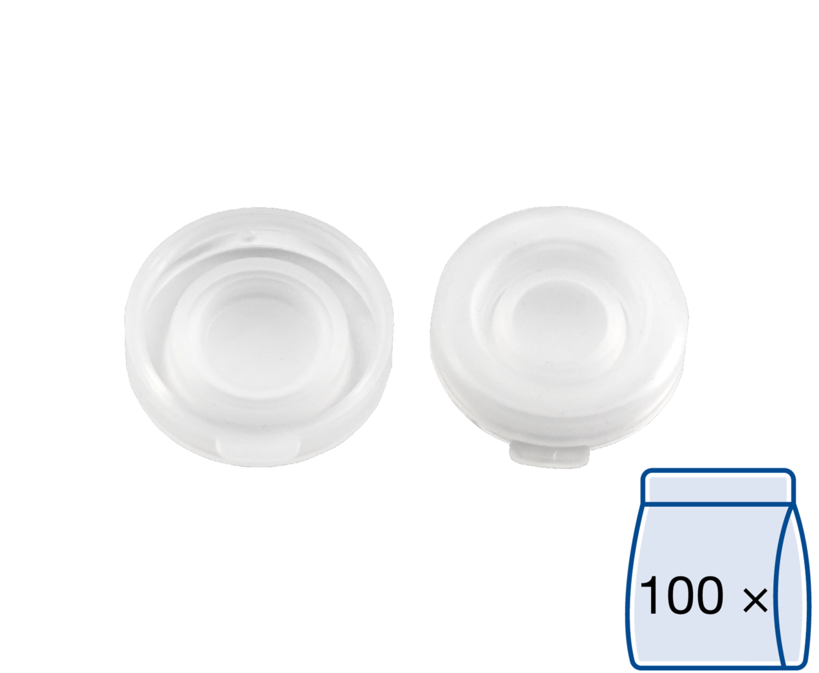PE snap cap, N 18, Polyethylene, transparent, closed top, no liner